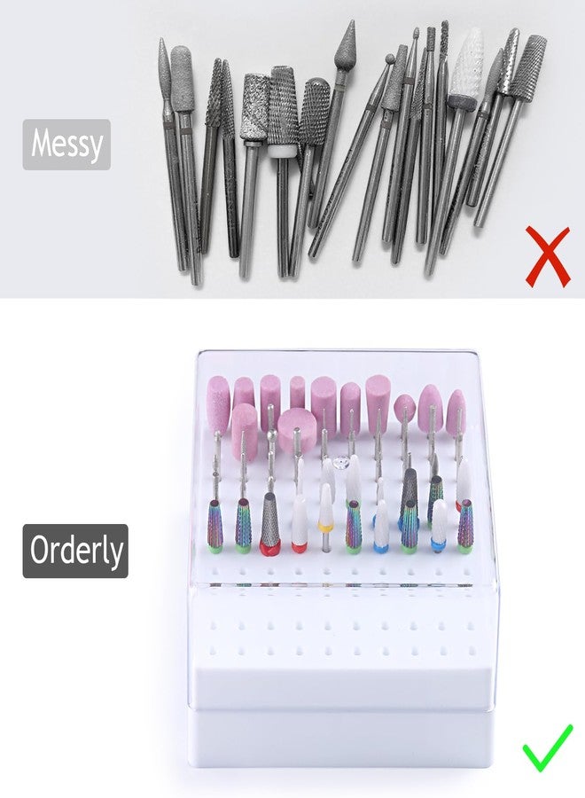 Furtherpretty Nail Drill Bit Holder, 100 Holes Acrylic Nail Drill Bit Organizer with Clear Cover, Nail Drill Bit Storage Case for Manicure Pedicure, Professional Nail Salon Supplies (100 holes-White) - Image 5